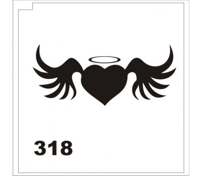Трафарет для блеск-тату сердце с крыльями 318
