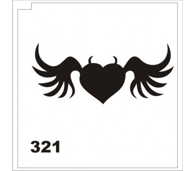 Трафарет для блеск-тату сердце с крыльями 321