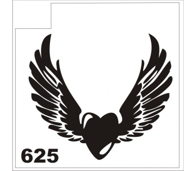 Трафарет для блеск-тату Крылатое сердце 625