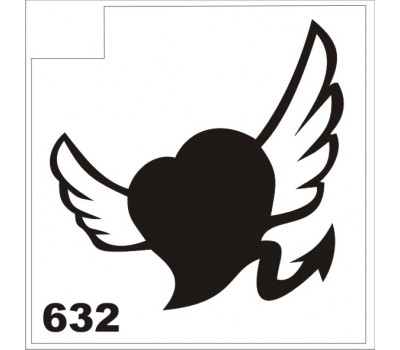 Трафарет для блеск-тату Крылатое сердце 632