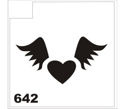 Трафарет для блеск-тату Крылатое сердце 642