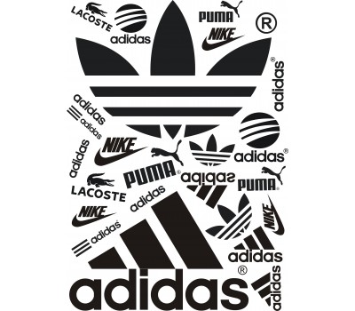 Термонаклейки с логотипами adidas, puma, nike, lacoste (Лист 21*30 см)